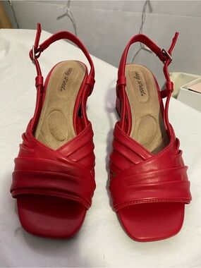 Cozy Streets Red Slingback Sandals